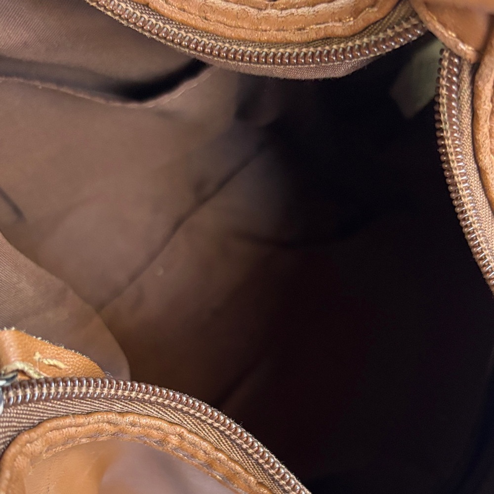 Brown Woven Vegan Leather Shoulder Bag - Picture 6 of 6